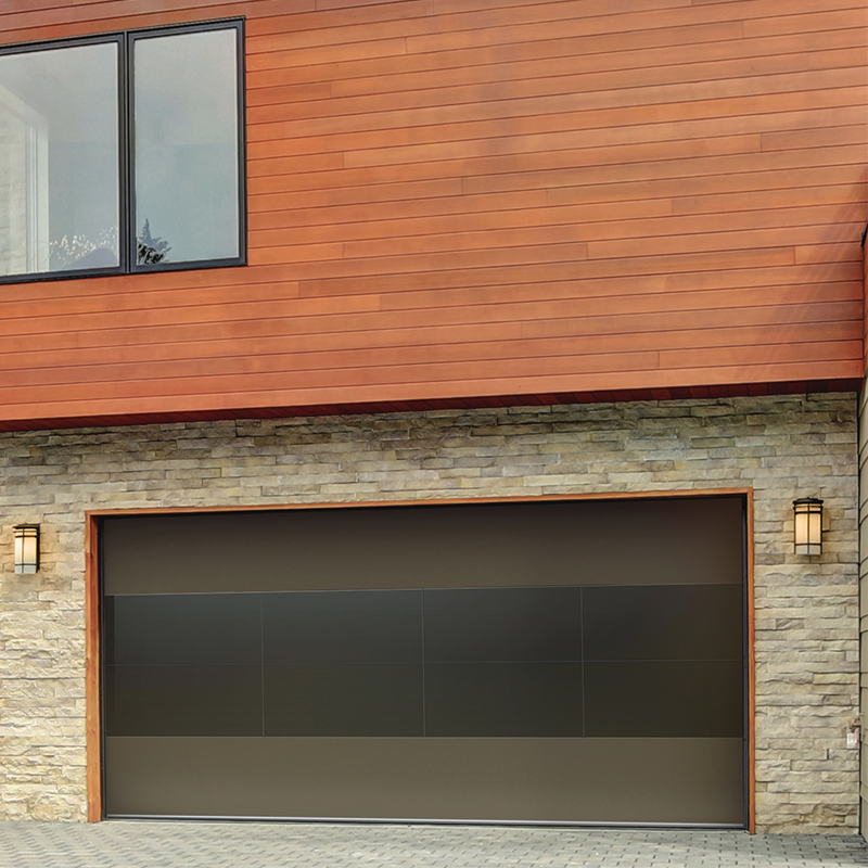 Motor Drive Residential Flush Garage Doors with Black Mirror Glass