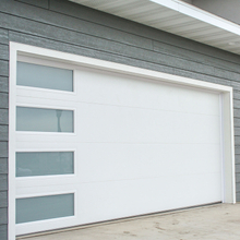 Classic Universal Remote Insulated White Aluminum Overhead Garage Doors with Glass 