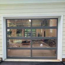 remote control commercial overlap trackless tempered glass roll up garage doors 