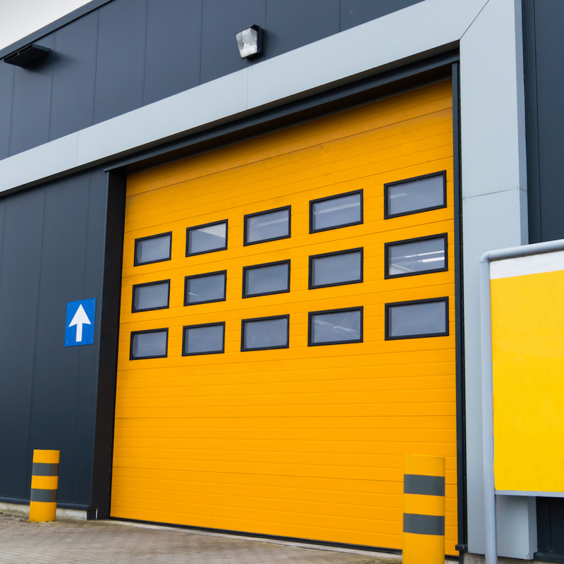 Automatic Wind Proof Steel Overhead Sectional Industrial Doors with Windows 