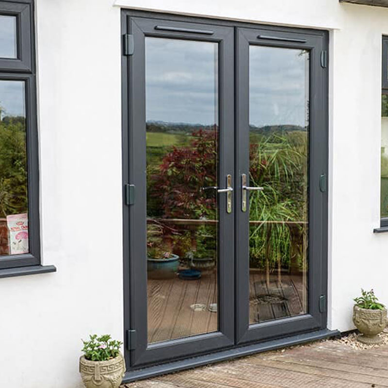 High Quality Hurricane Proof Soundproof Aluminum Glass Swing French Doors