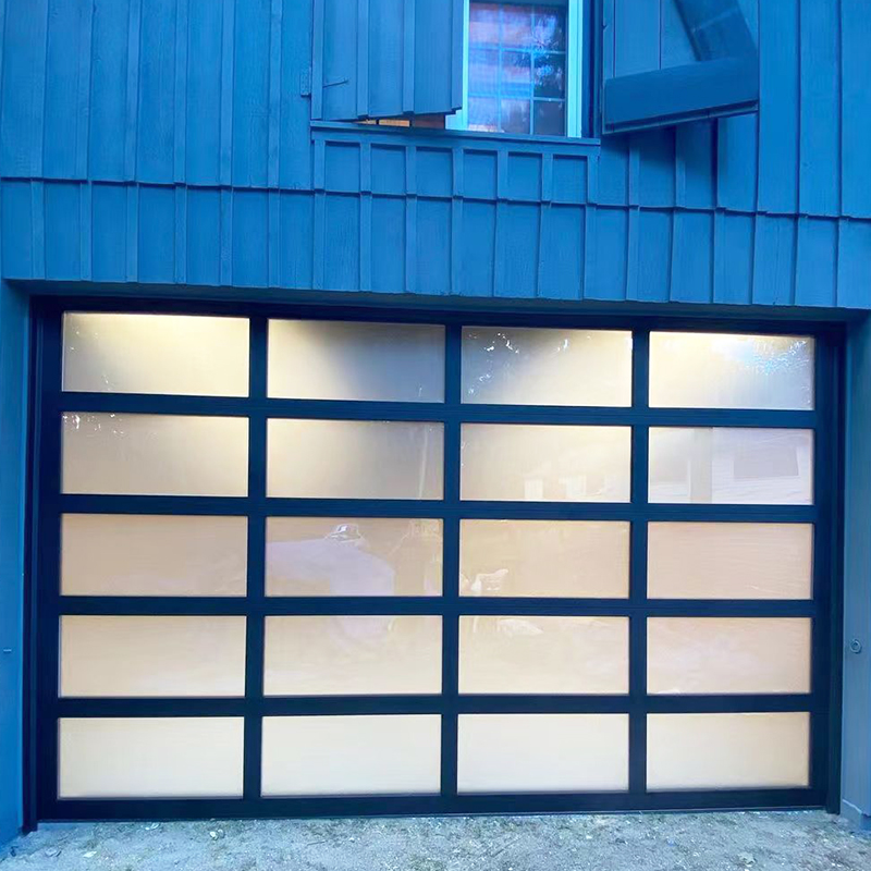 Modern Look Aluminum Frosted Glass Overhead Garage Door Plexiglass Garage Door