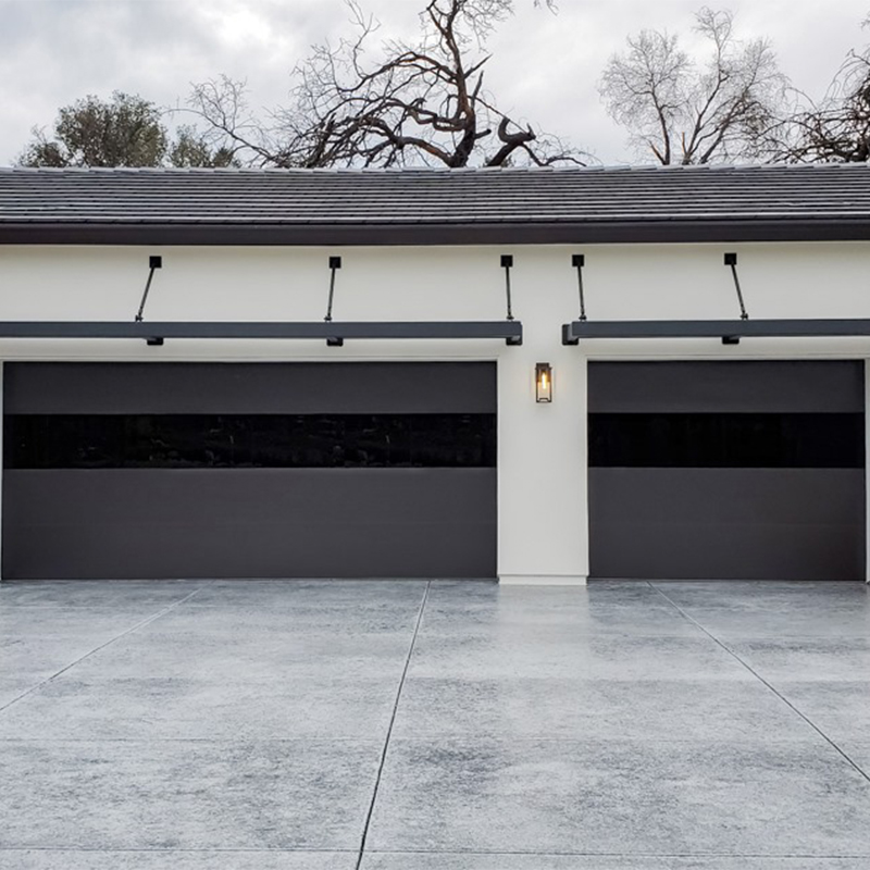 Motor Drive Residential Flush Garage Doors with Black Mirror Glass