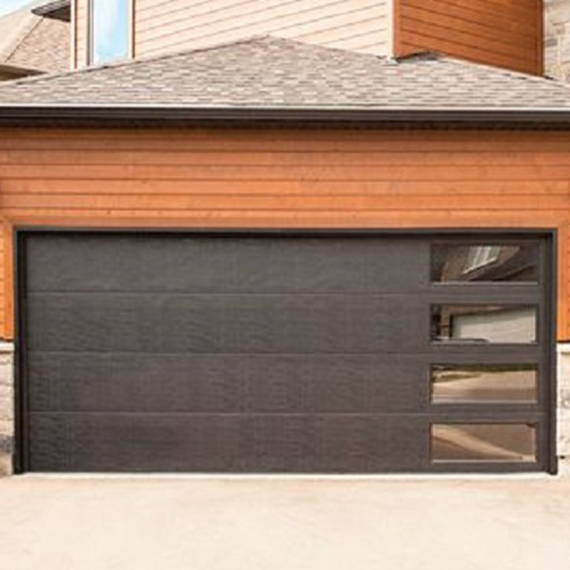 Modern Commercial Full View Light Grey Galvanized Steel Overhead Sectional Garage Doors 