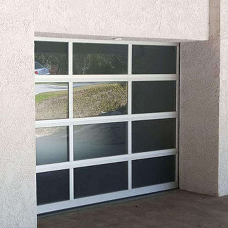 Restaurants Tempered Glass Alumium Garage Door with Passing Door