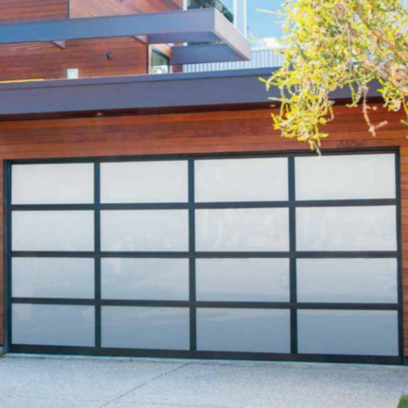 Clear Modern Tempered Glass Alumium Garage Door