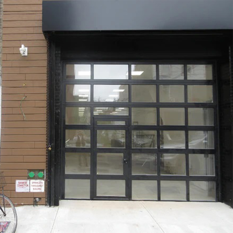 Residential Plexiglass Glass Aluminum Garage Door with Passing Door