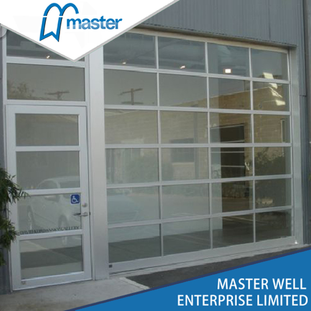 Interior tempered glass alumium garage door with passing door