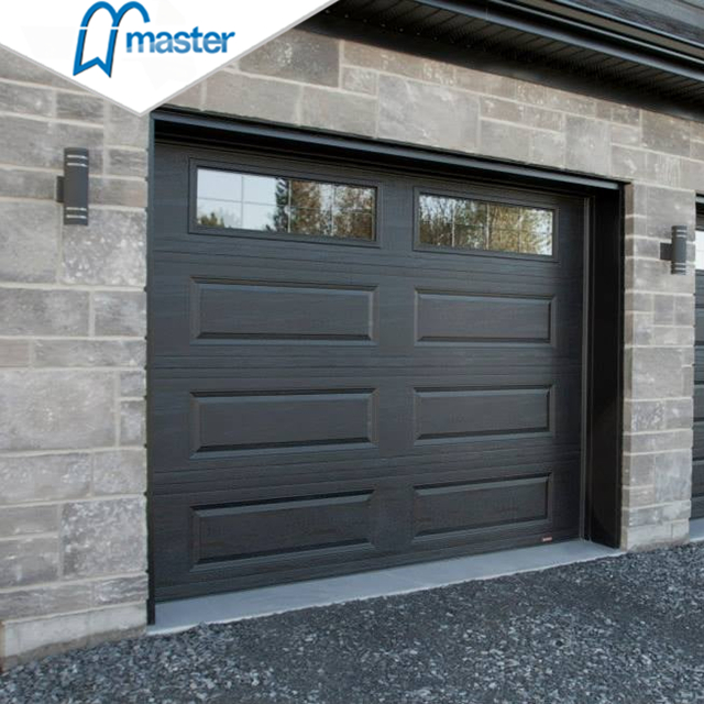 Customized rapid commercial single black galvanized steel overhead garage doors with glass 